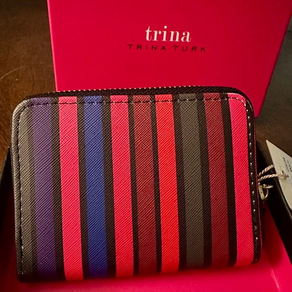 NIB - Trina Turk Multicolor Stripe Coin Purse Card Wallet - Picture 4 of 6